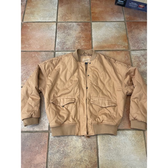 Universal thread quilted bomber jacket tan  size M - Picture 1 of 5